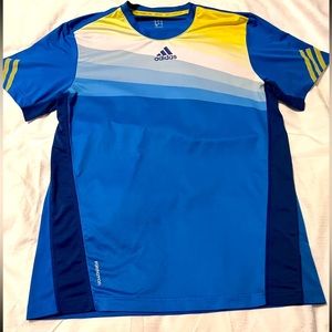 Rare Adidas Adizero Blue Yellow Soccer Silky Shiny Jersey Shirt Size L